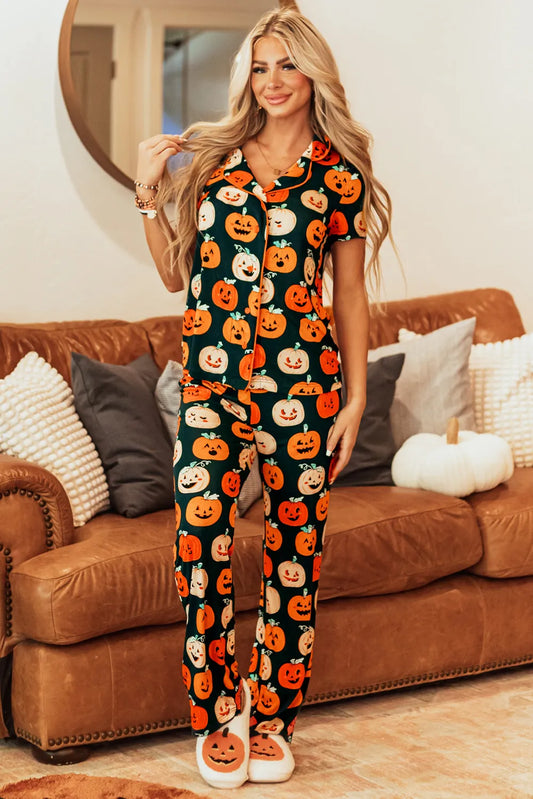 Pumpkin Printed Pajama Set