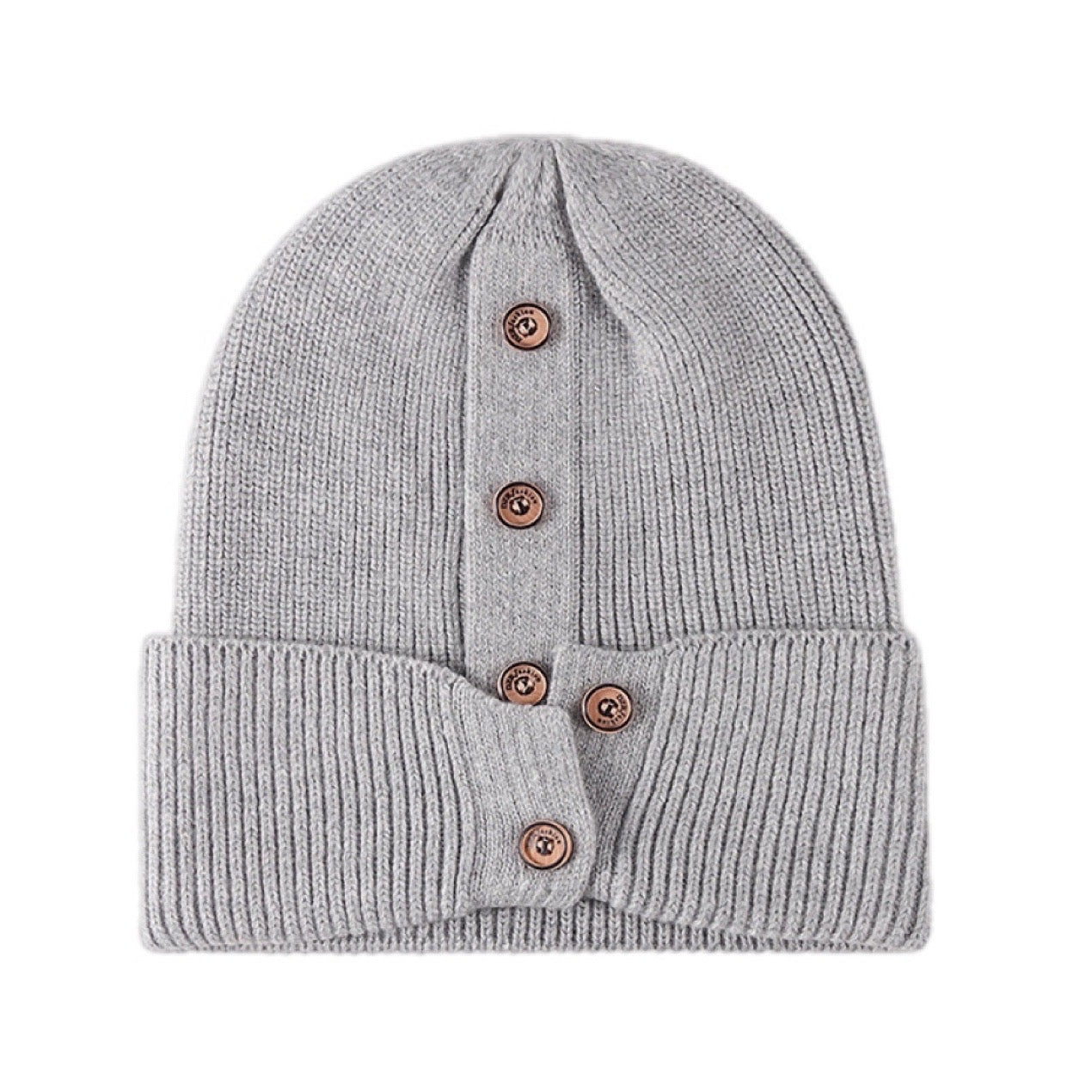 Button Rib-Knit Cuff Beanie