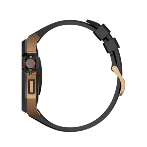 Black Apple Watch Band with Steel Accents