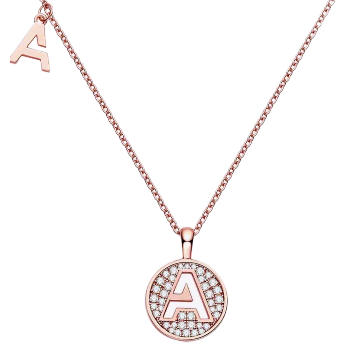 Moissanite Coin Initial Charm Necklace - A to J