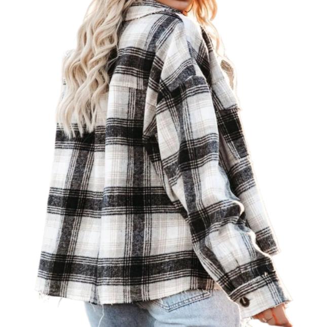 Pocketed Plaid Button Down Shacket