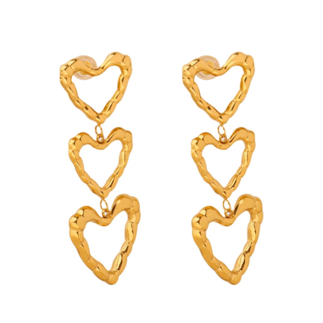 Gold or Silver Steel Heart Earrings