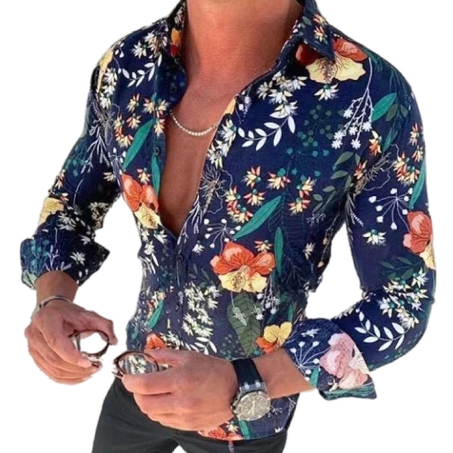 Floral Print Long Sleeve Button Up Shirt