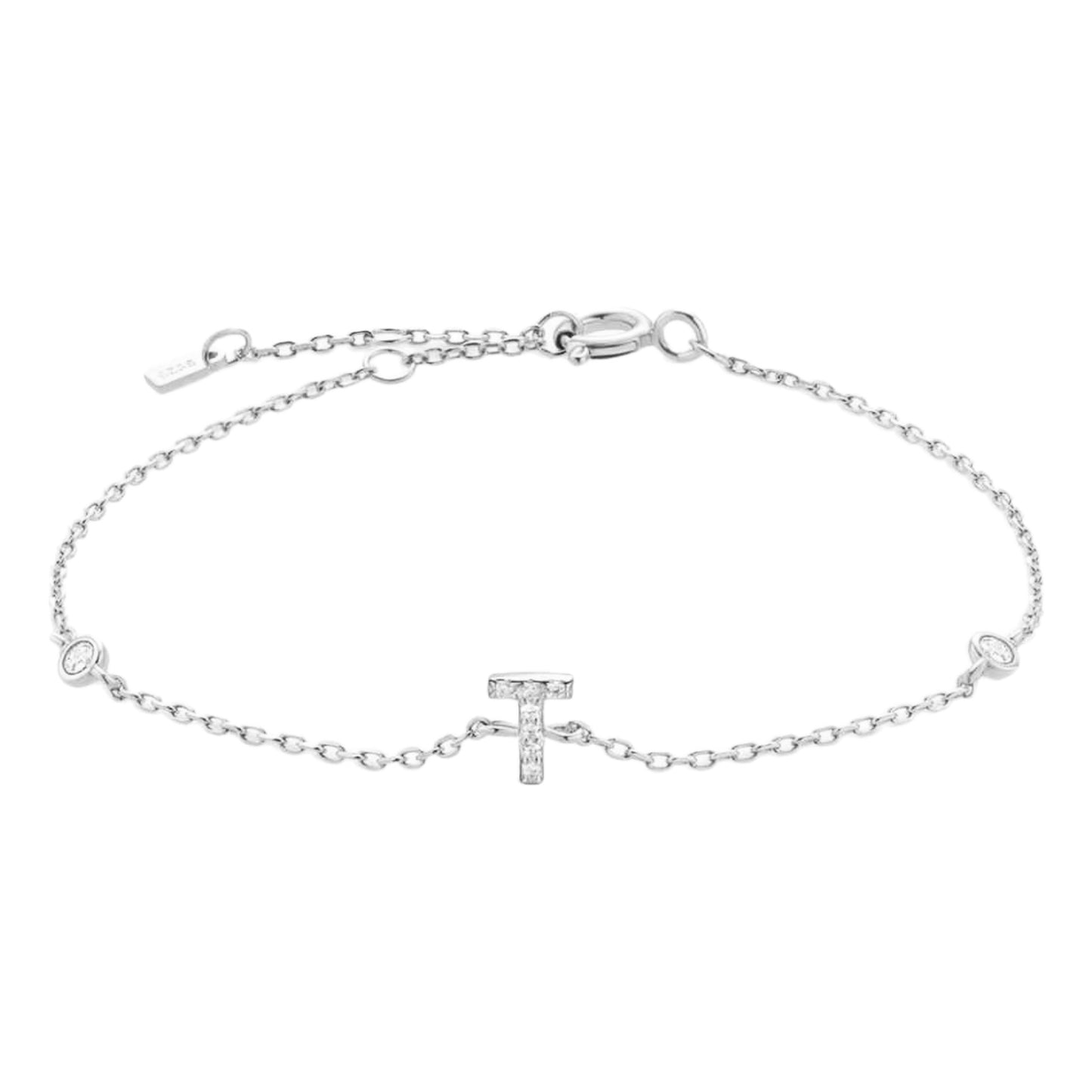 CZ Initial Charm Bracelet - Q To U