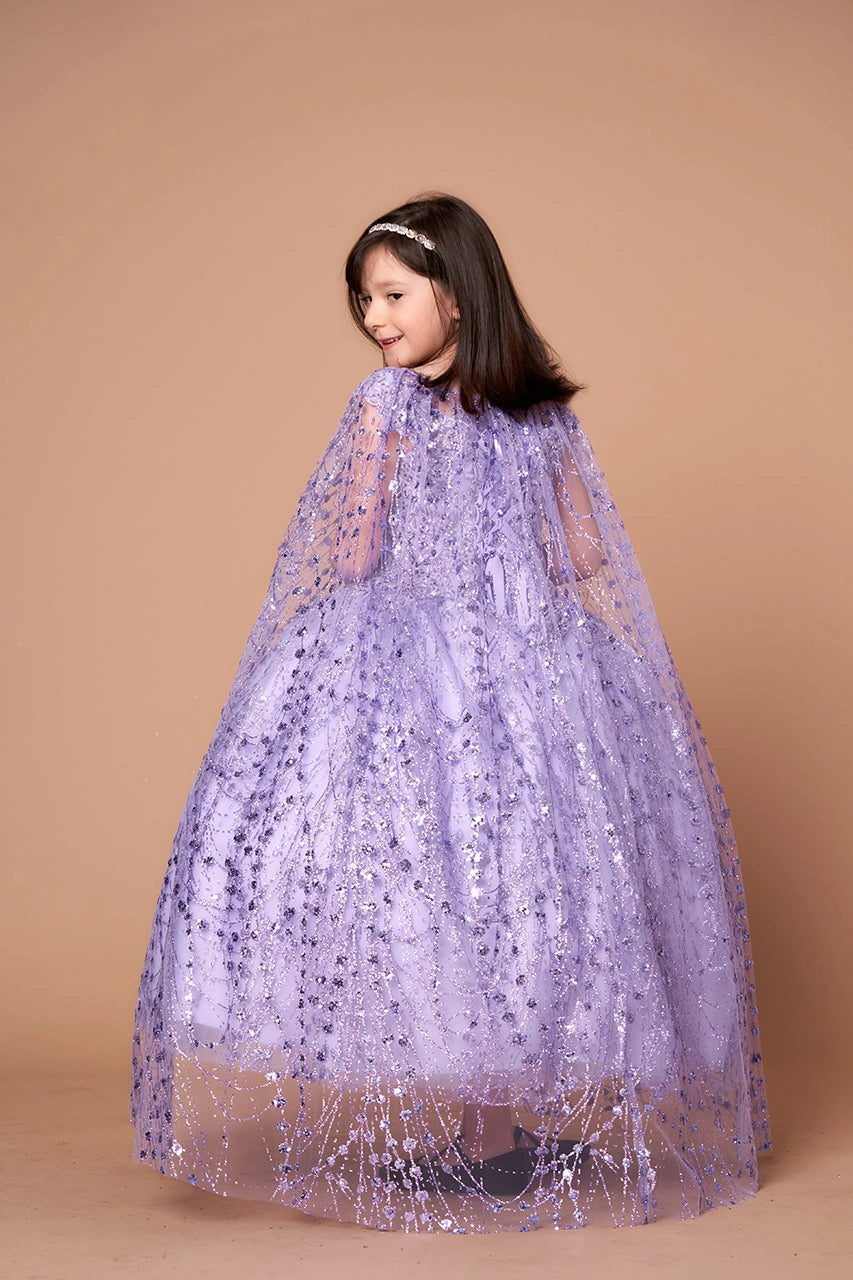 Glitter Detachable Cape Mini Quince Dress