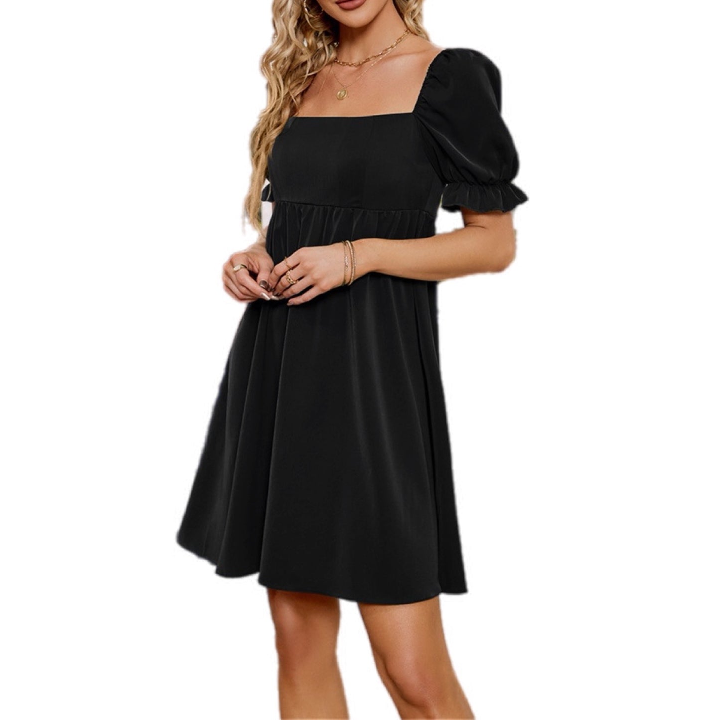 Ruched Flounce Sleeve Mini Dress