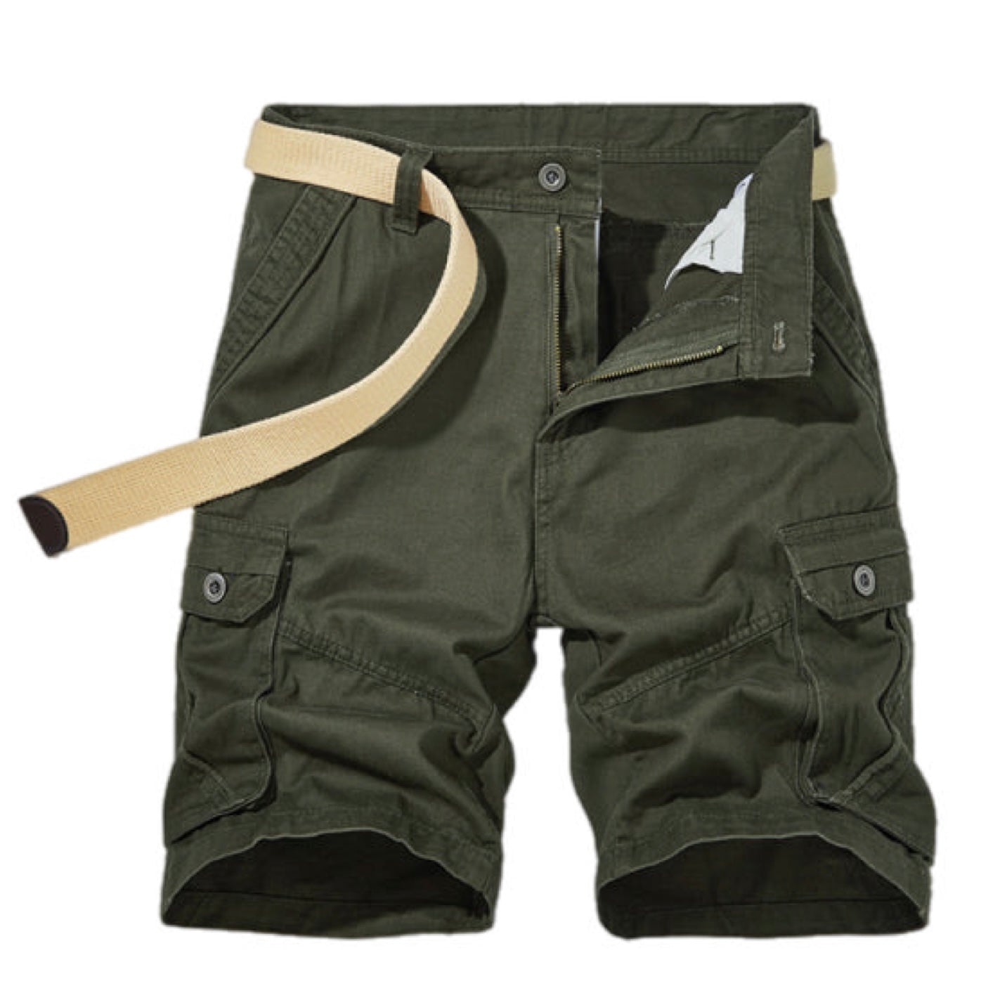 Multi-Pocket Cargo Shorts (Without Belt）