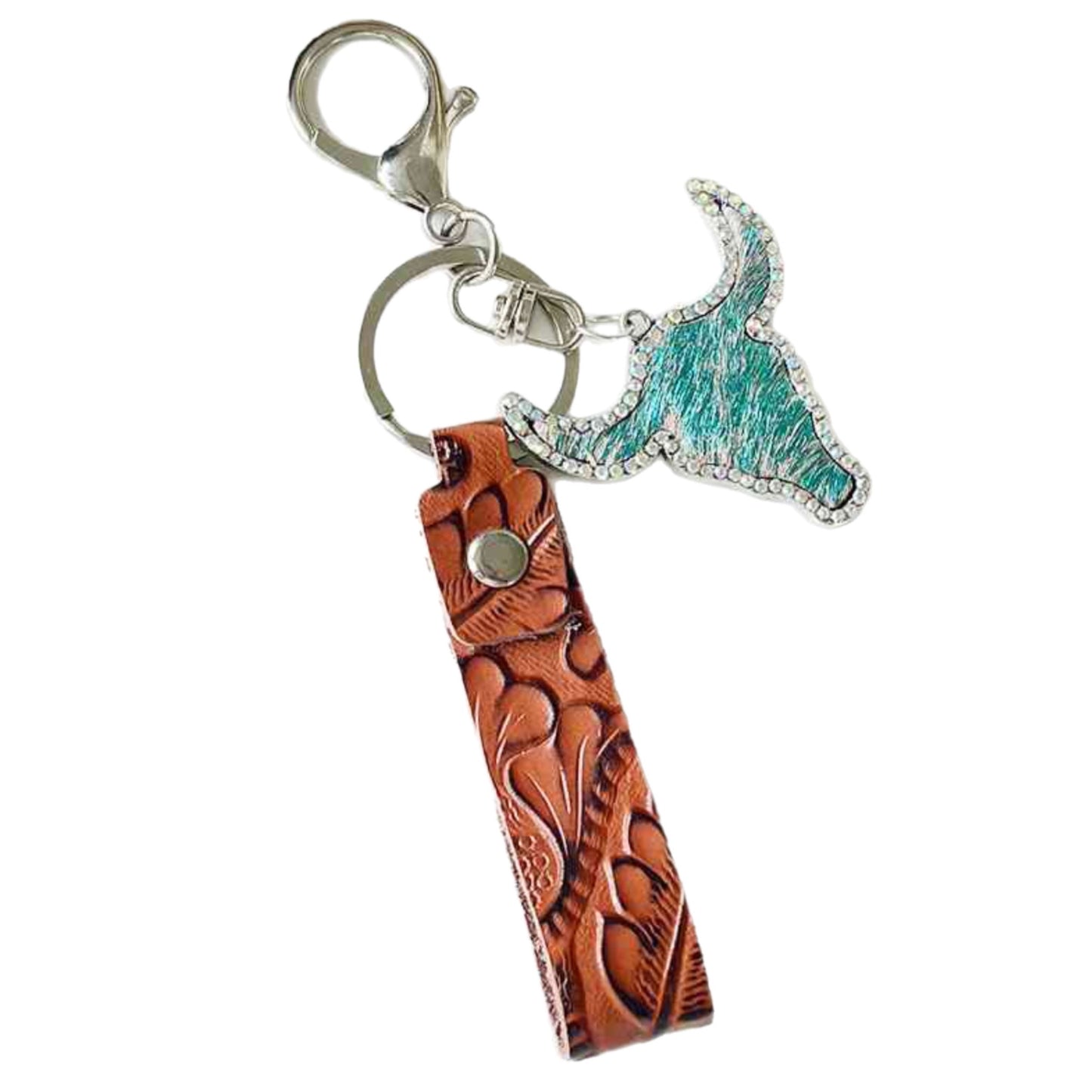 Rhinestone Bull Keychain