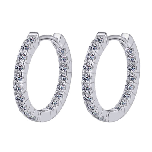 Sterling Silver Moissanite Hoop Earrings