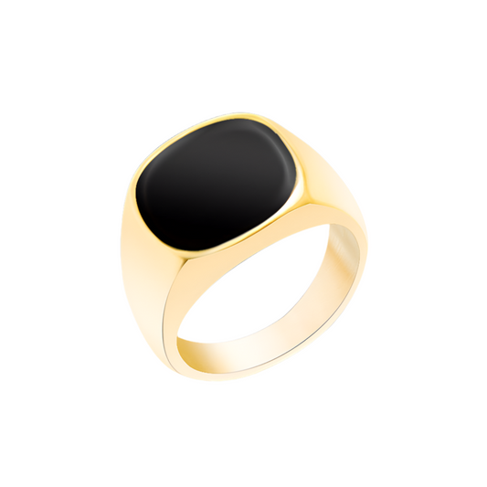 Gold or Silver Steel Black Onyx Ring