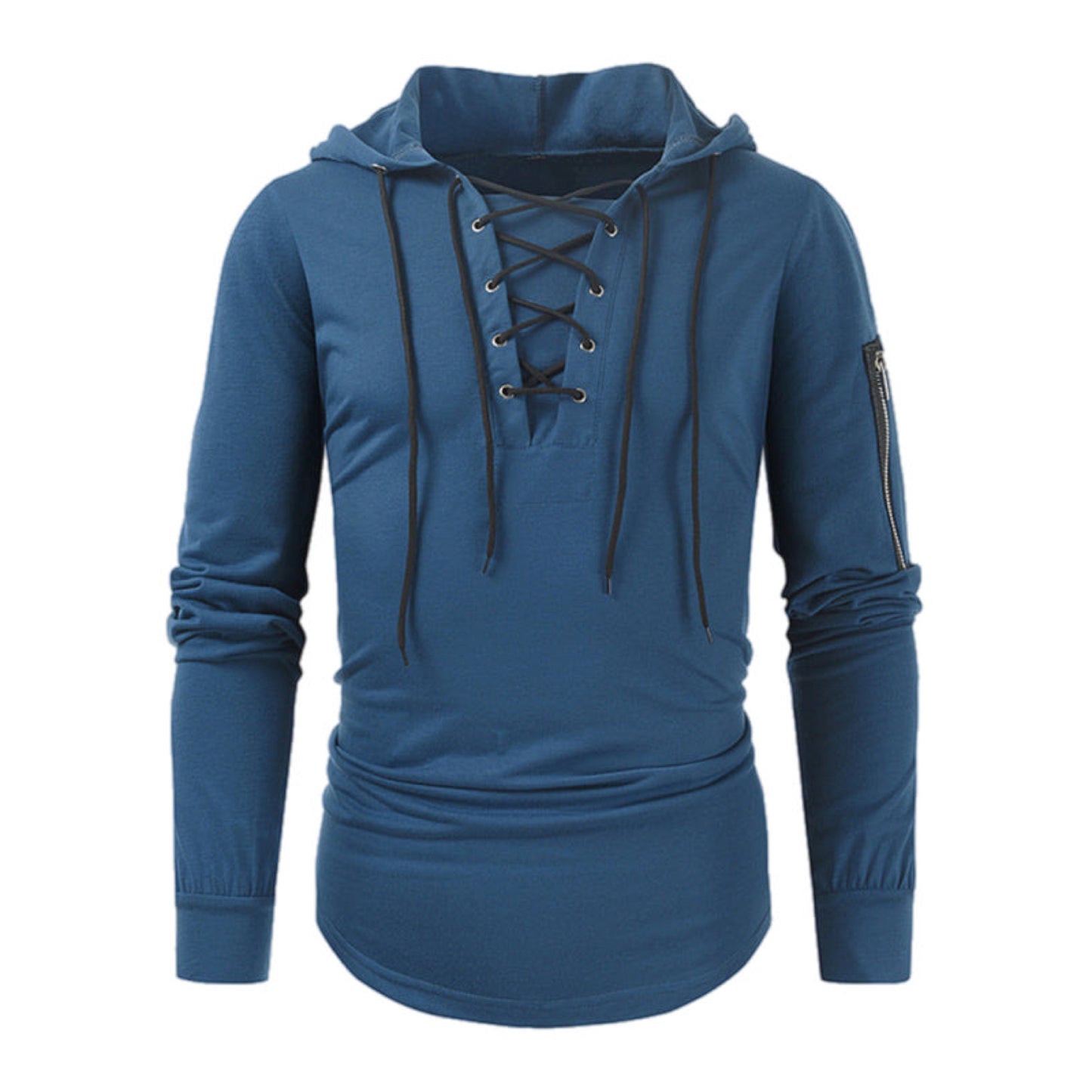 Lace Up Long Sleeve Shirt with Hood