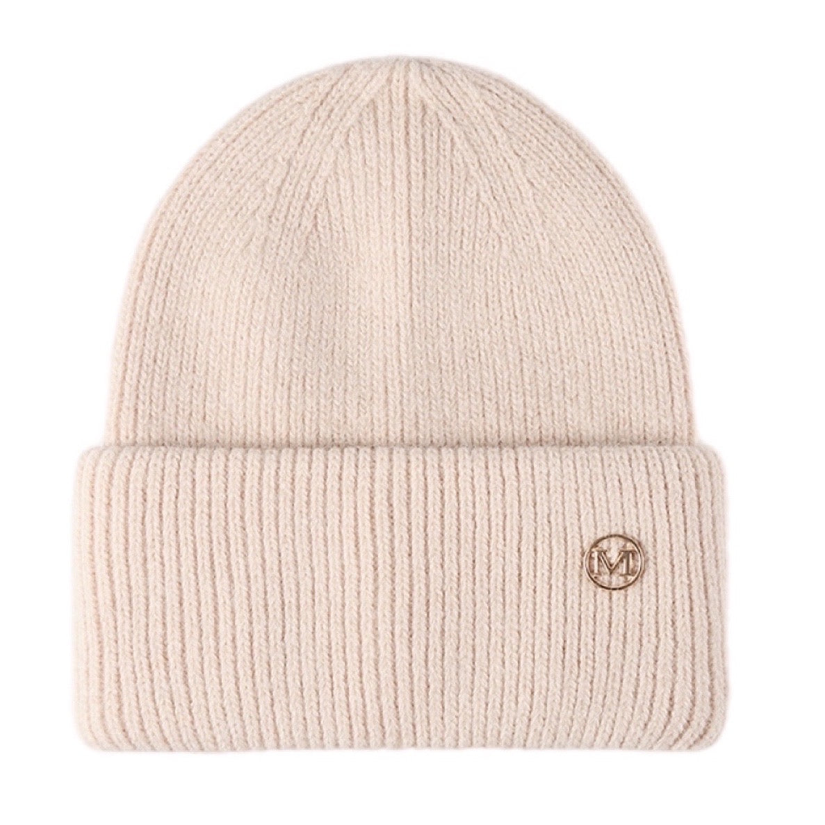 M Rib-Knit Cuff Beanie