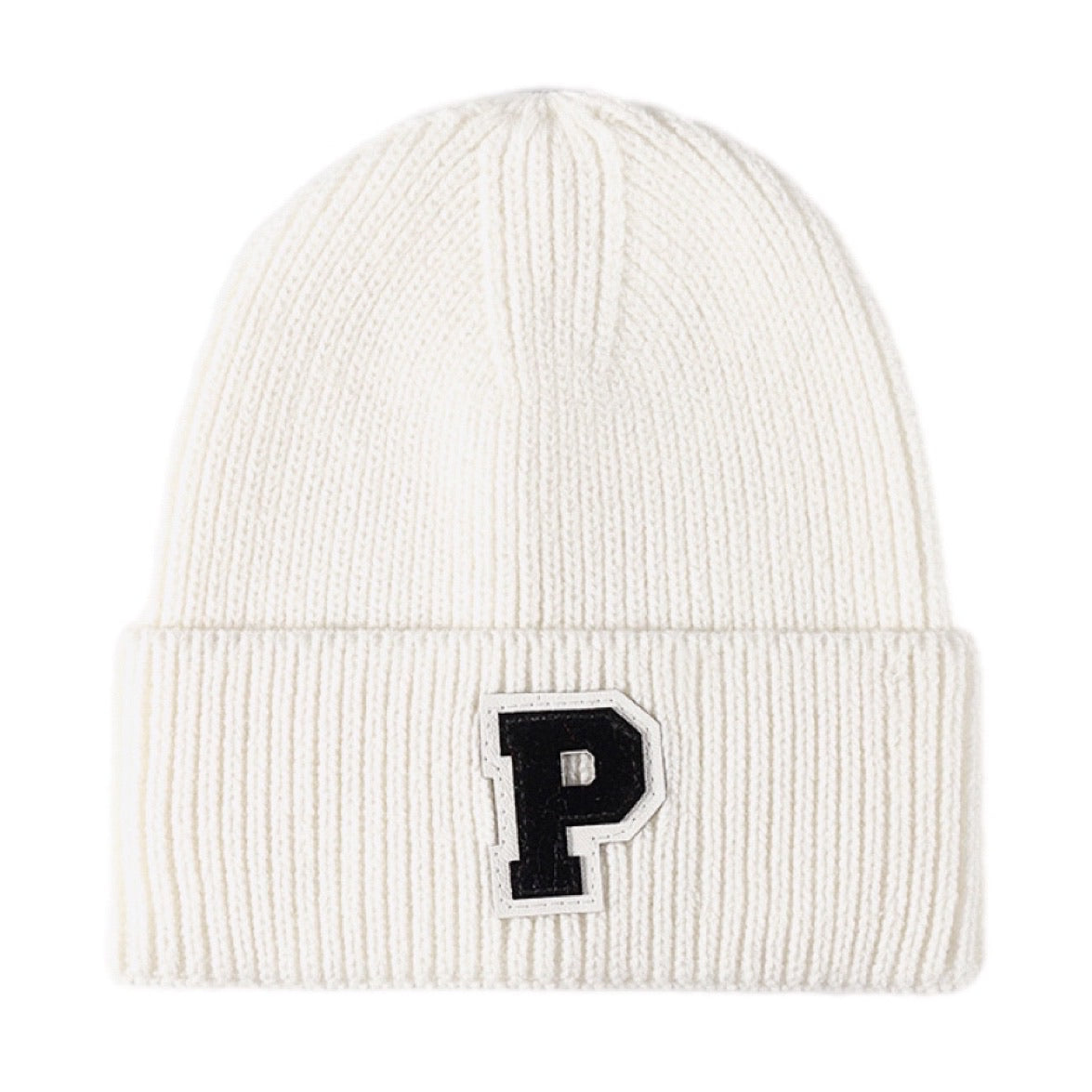 P Patch Cuffed Knit Beanie