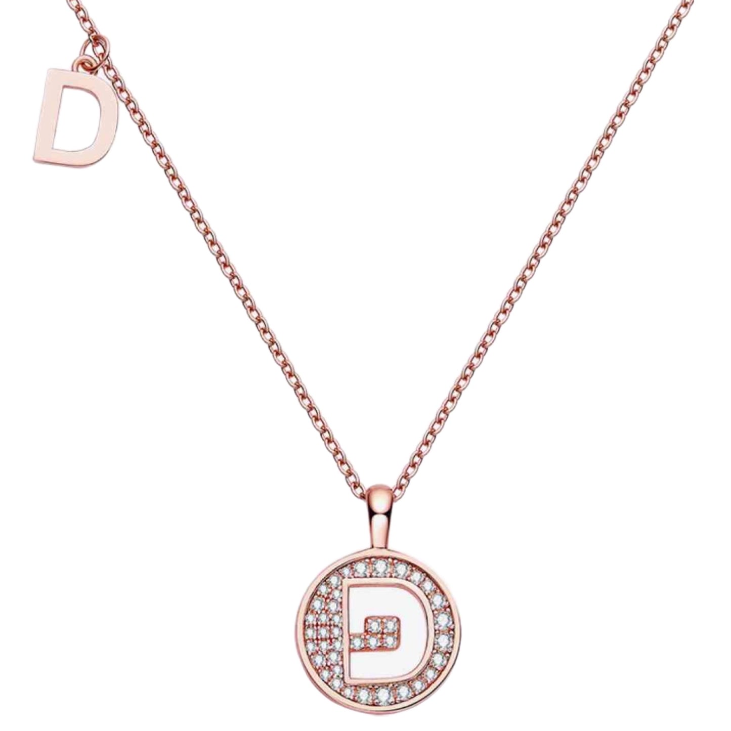 Moissanite Coin Initial Charm Necklace - A to J