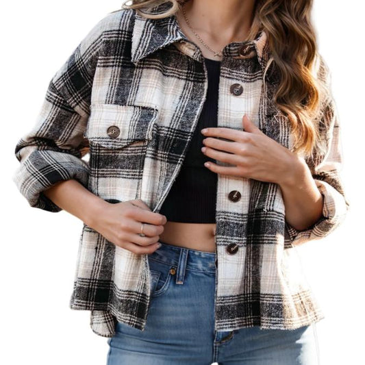 Pocketed Plaid Button Down Shacket