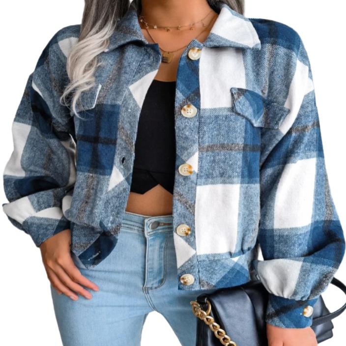 Plaid Collared Neck Jacket