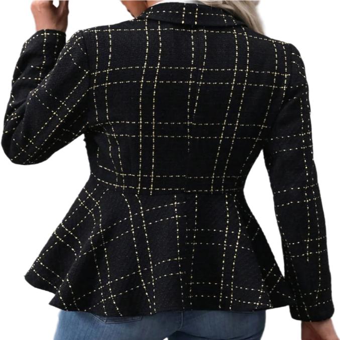 Ruffle Hem Collared Blazer