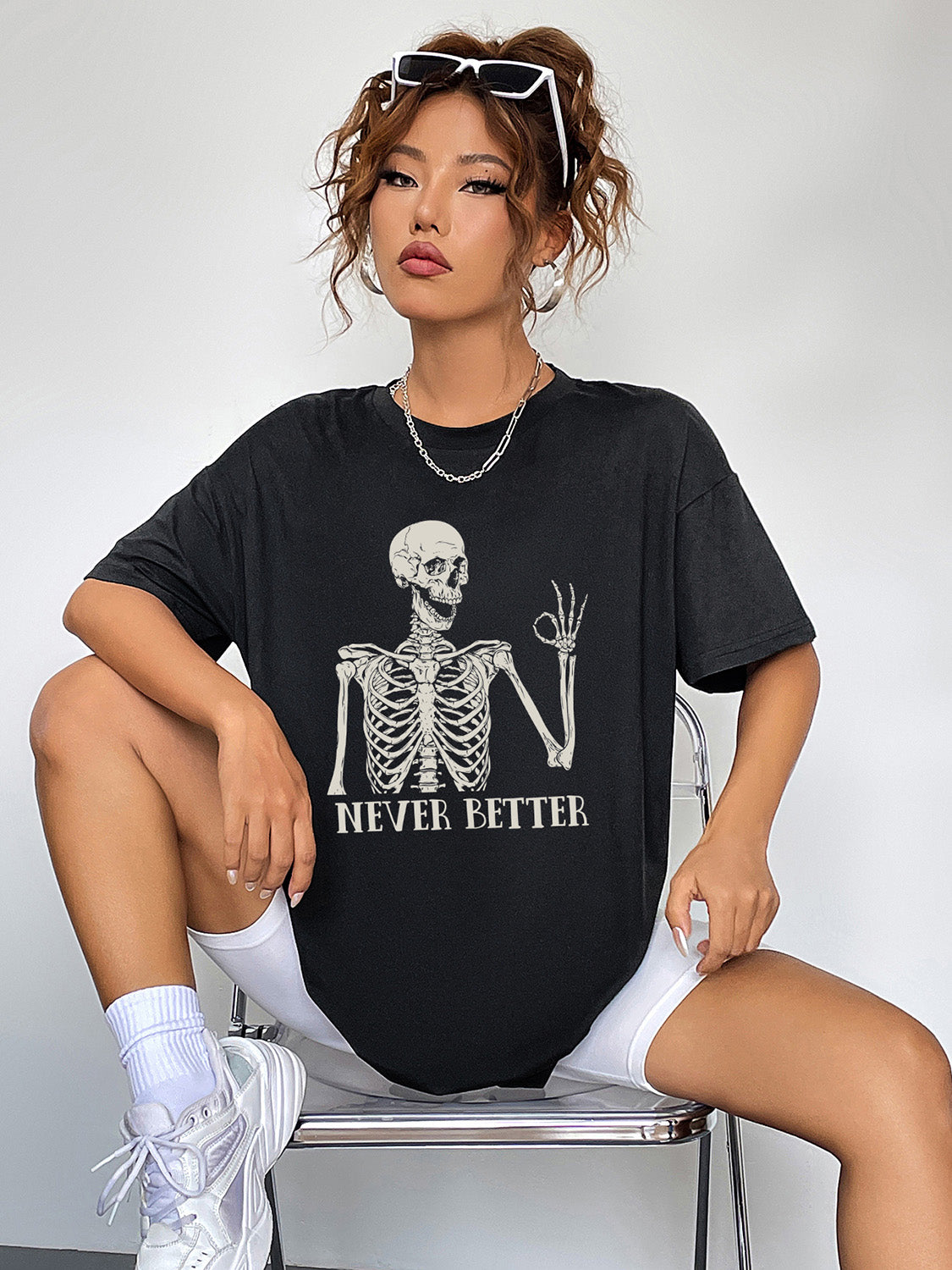 Never Better Skeleton Graphic T-Shirt