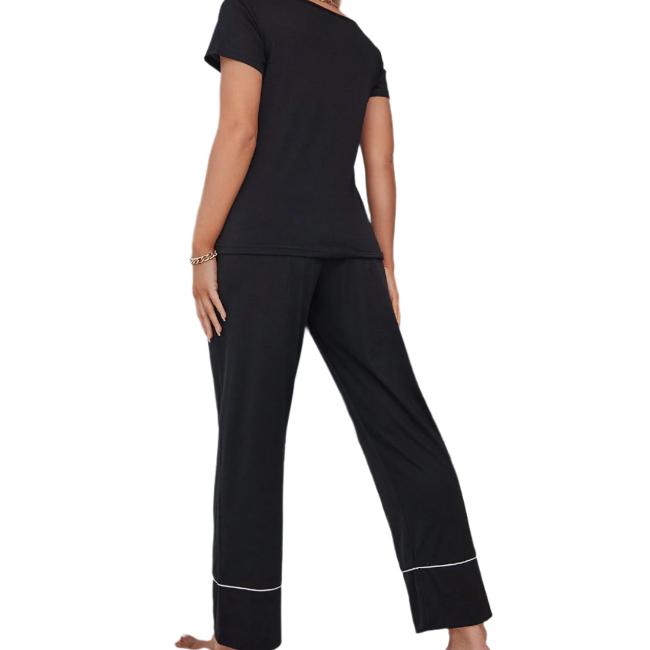 Scoop Neck Top & Elastic Waist Pants Pajama Set