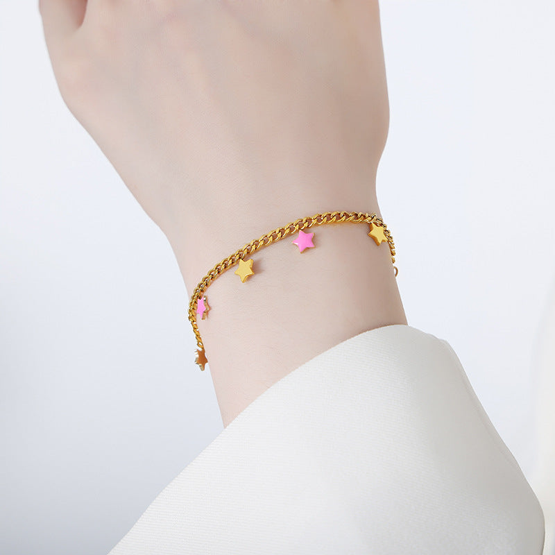 Star & Moon Gold Steel Bracelet or Necklace