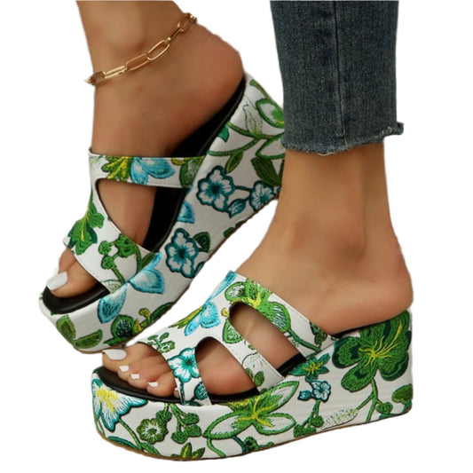 Cutout Floral Peep Toe Sandals