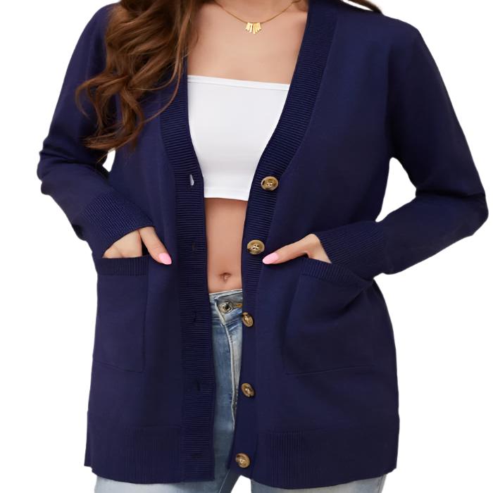 Navy Button Up Cardigan