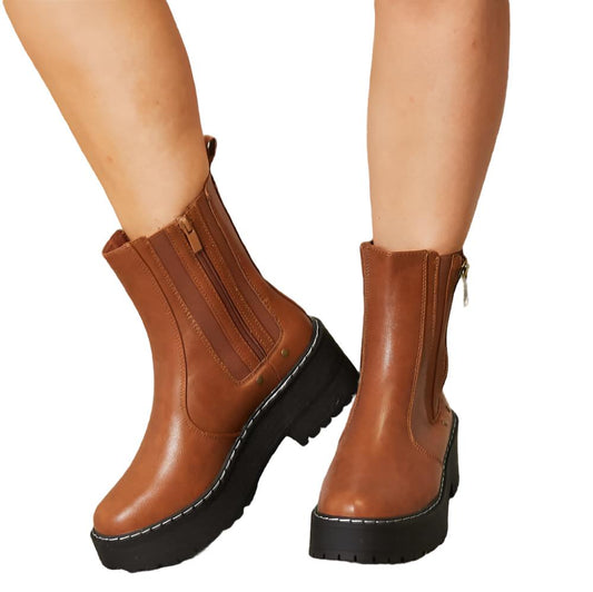 Side Zip Platform Boots