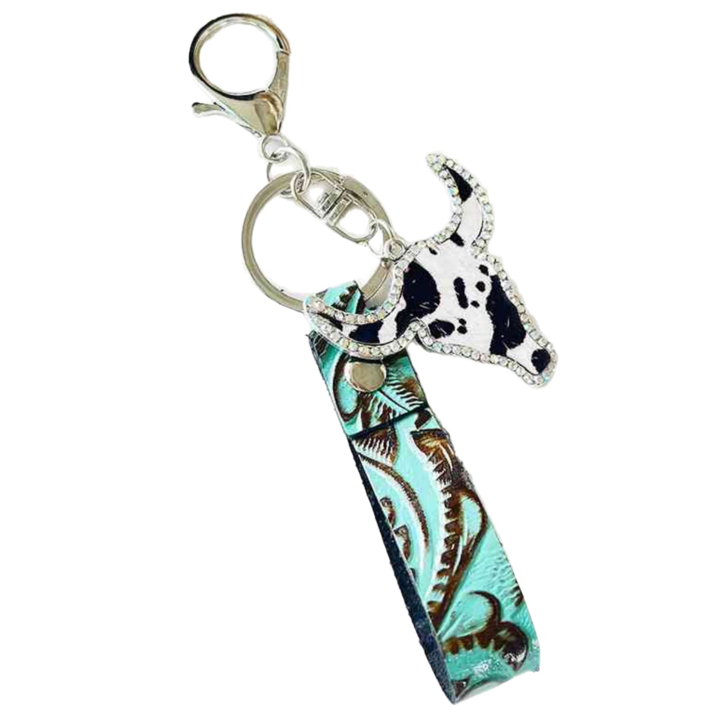 Rhinestone Bull Keychain