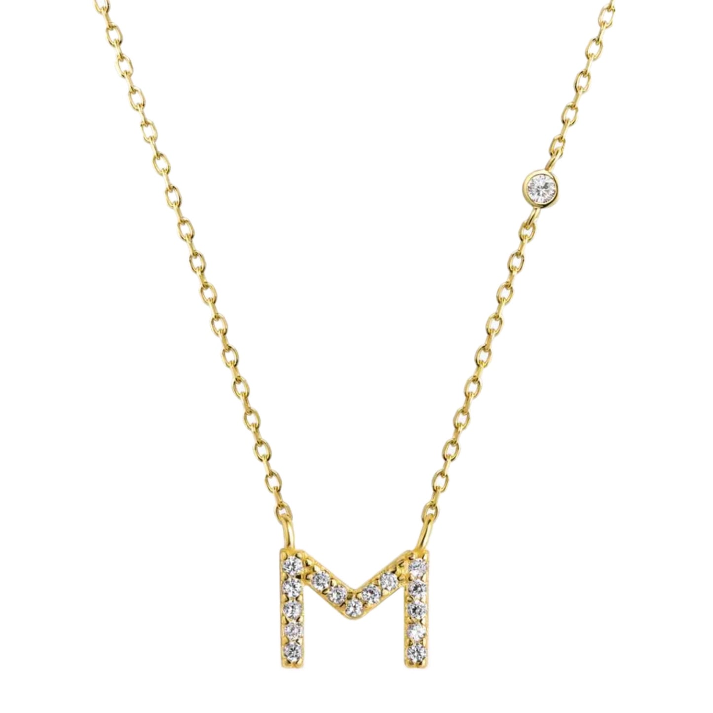 CZ Initial Charm Necklace - L to P