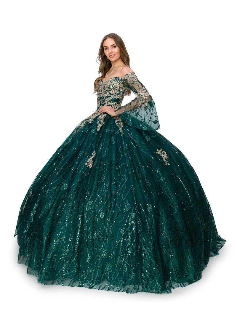 Off Shoulder Bell Sleeve Quinceanera Ball Gown