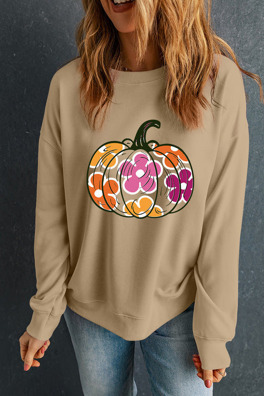 Pumpkin & Flower Graphic Sweatshirt