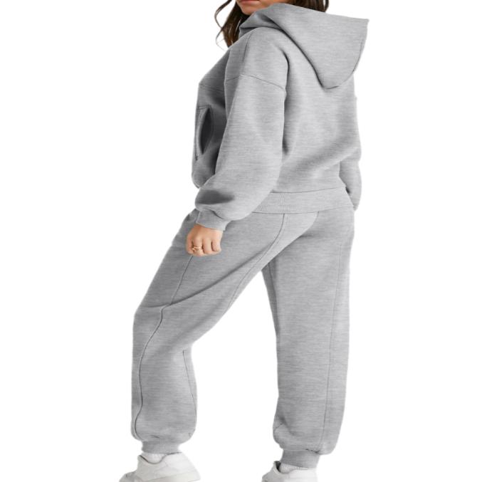 Dropped Shoulder Long Sleeve Hoodie & Pants Lounge Set