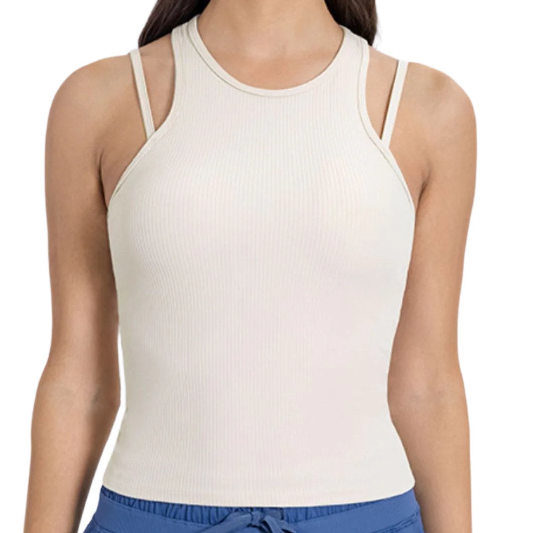 Cutout Round Neck Racerback Active Tank