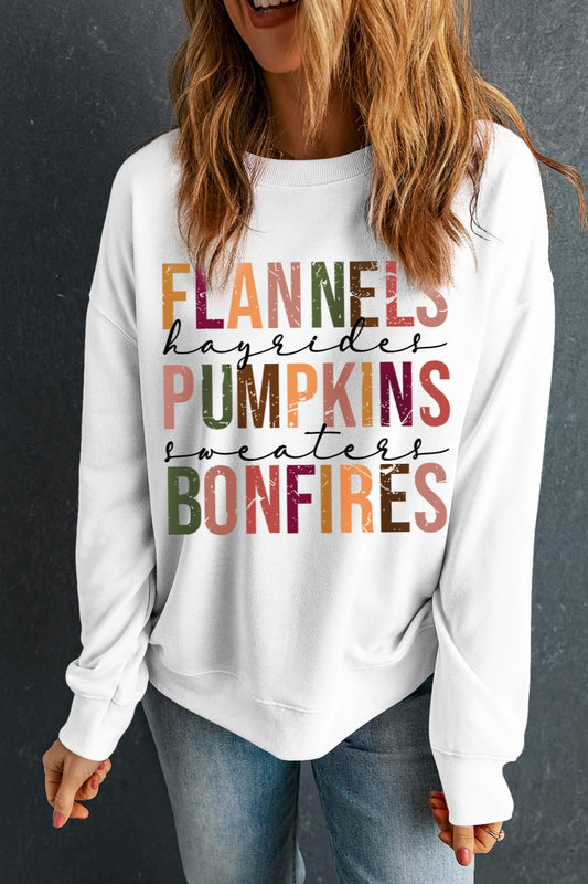 Flannels, Hayrides, Pumpkins, Sweaters, Bonfires Graphic Sweatshirt