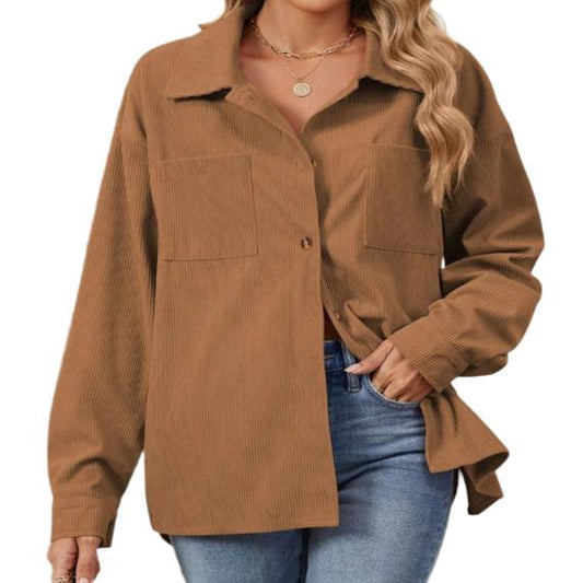 Button Up Dropped Shoulder Jacket