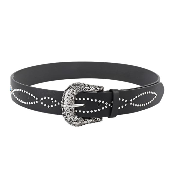 Vegan Leather Rhinestone Belt