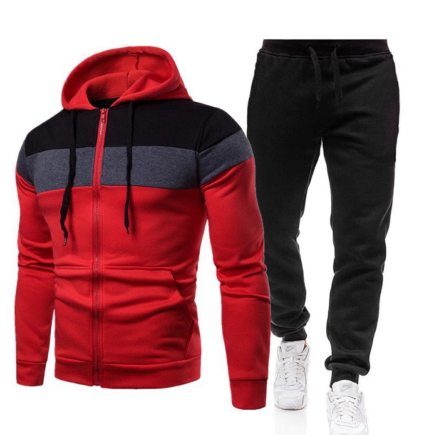 Men's Color Block Sweatshirt & Pant Set