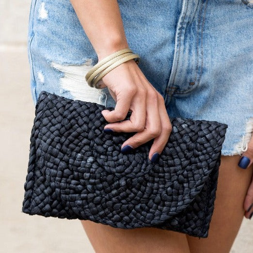 Fold Over Straw Clutch