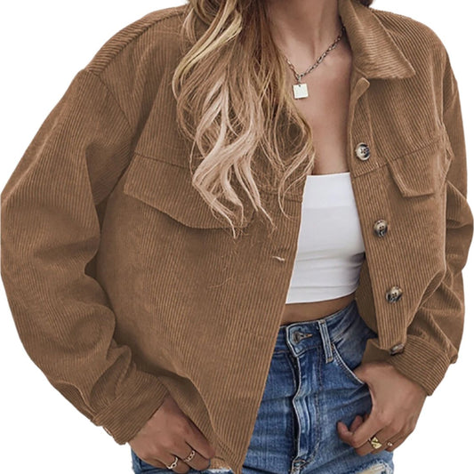 Button Up Dropped Shoulder Jacket