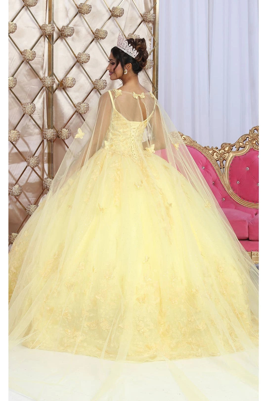 Embellishment Embroidery Quinceanera Ball Gown in Yellow