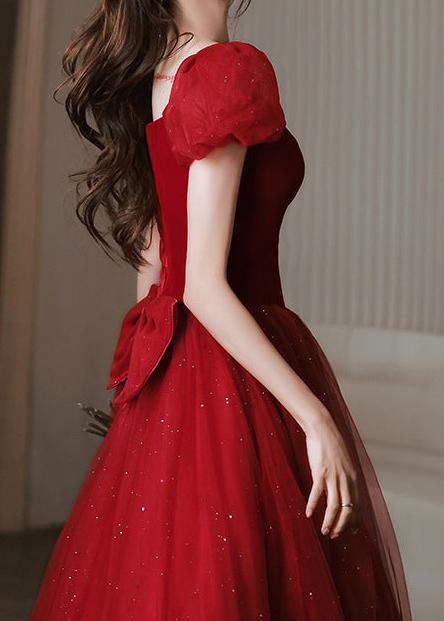 Red Evening Gown with Bow