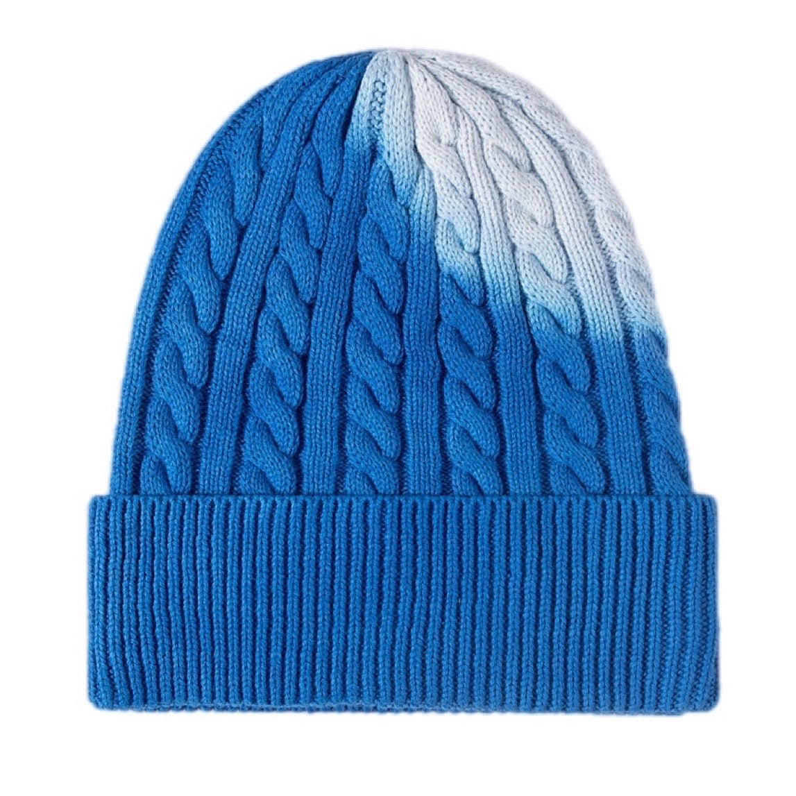 Contrast Tie-Dye Cable-Knit Cuffed Beanie