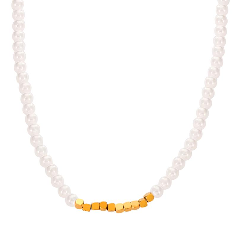 Pearl & Gold Steel Necklace