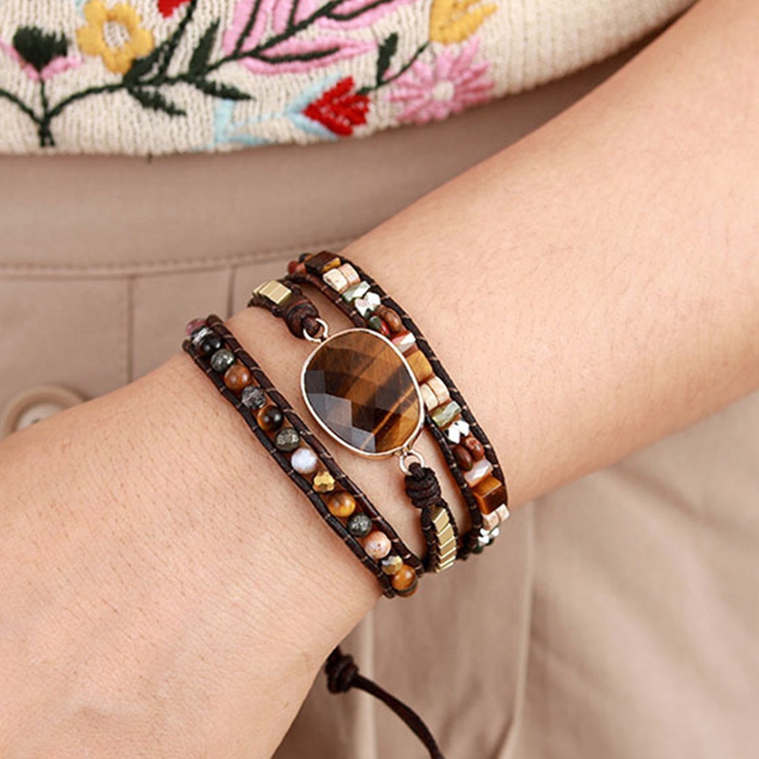 Rustic Elegance Imperial Jasper Wrap Bracelet