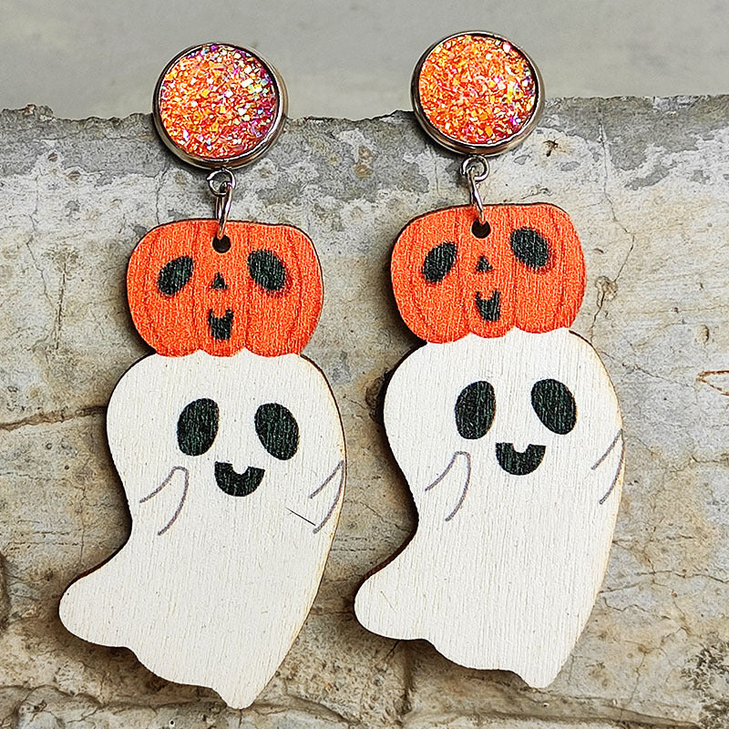 Ghost Wooden Dangle Earrings