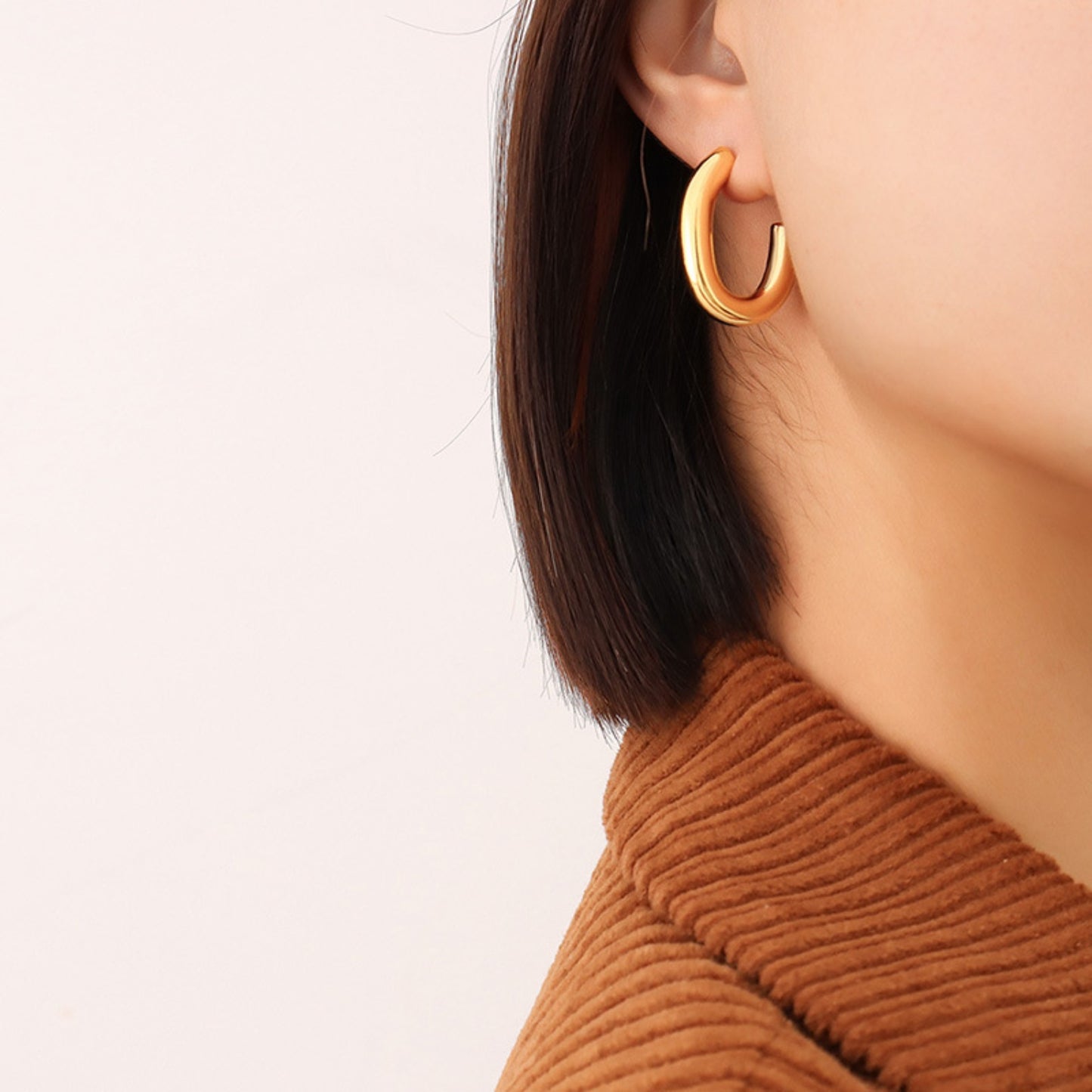 Golden Arc Minimalist Hoop Earrings