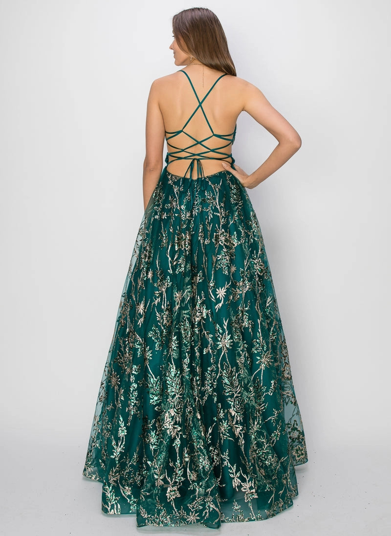 Strappy Backless A-Line Prom Dress