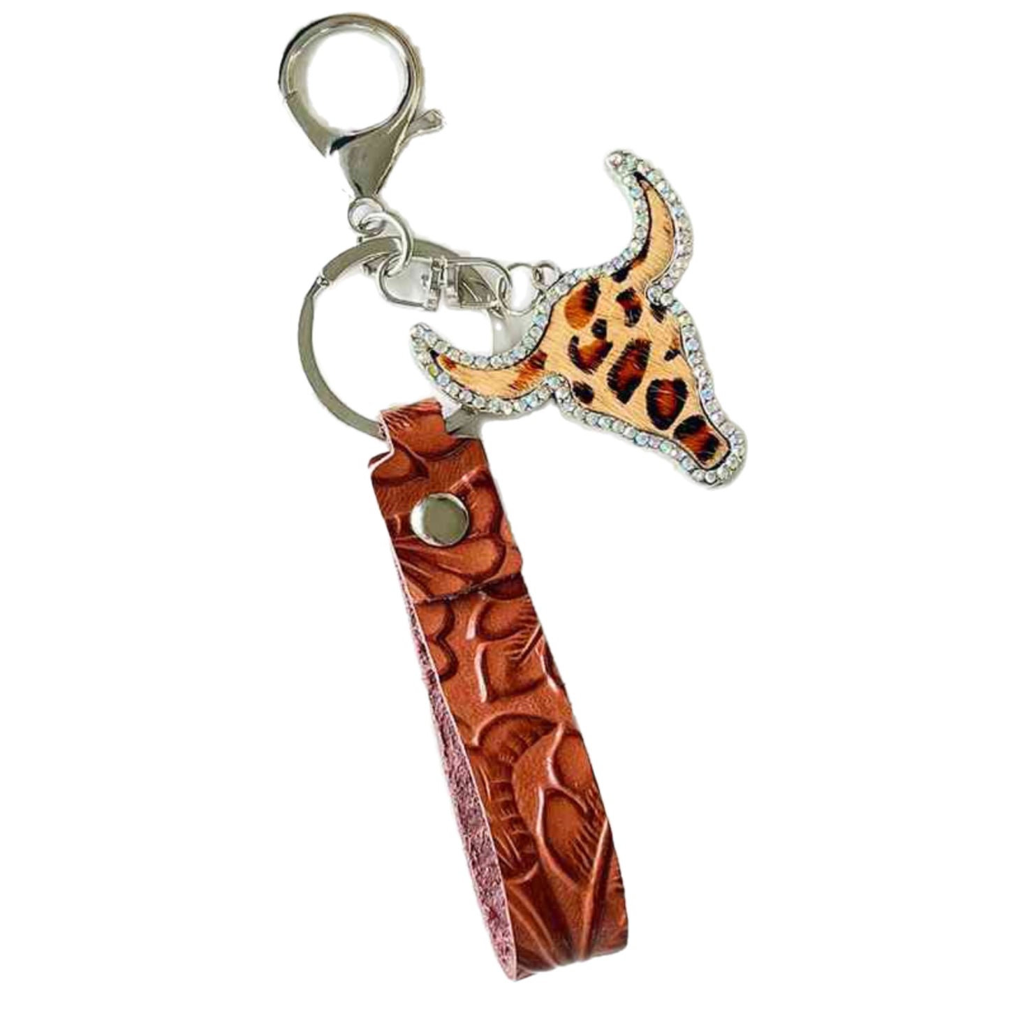 Rhinestone Bull Keychain