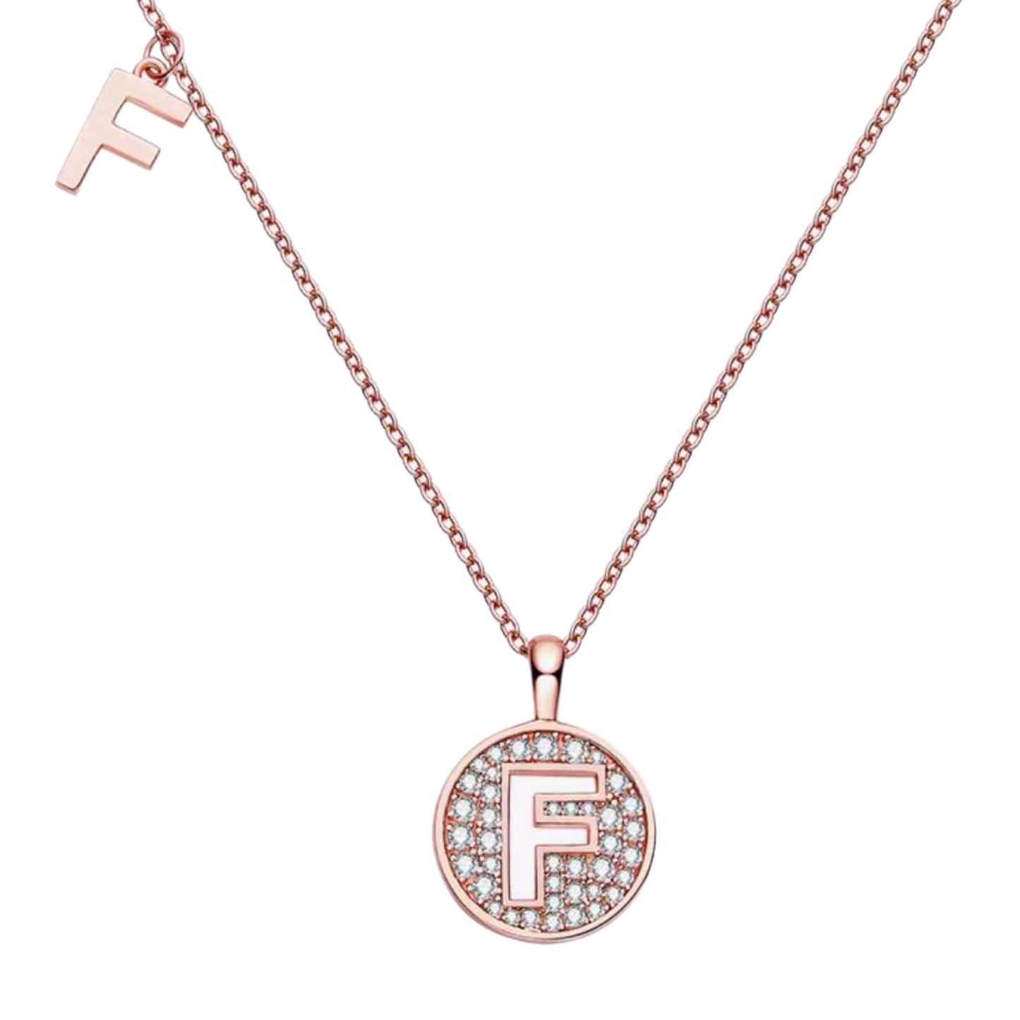 Moissanite Coin Initial Charm Necklace - A to J