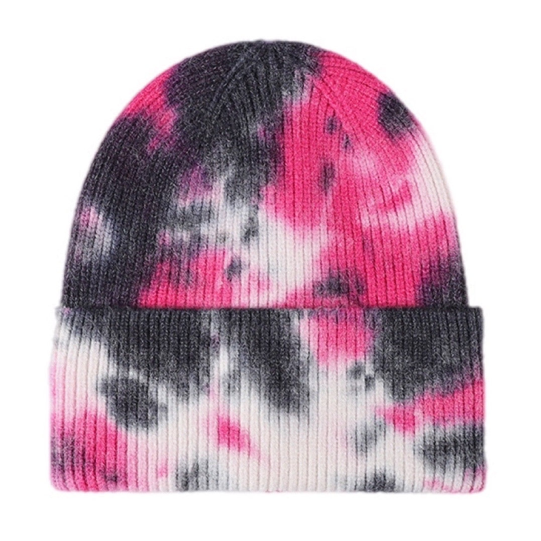 Tie-Dye Cuffed Rib-Knit Beanie